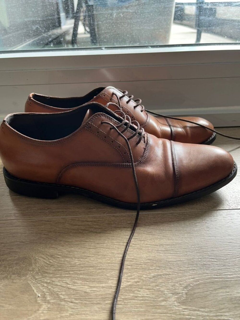 Brown Leather Oxfords from Zara